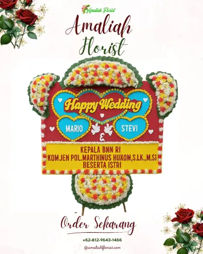 Karangan Papan Bunga Pernikahan di Kuta Baru
